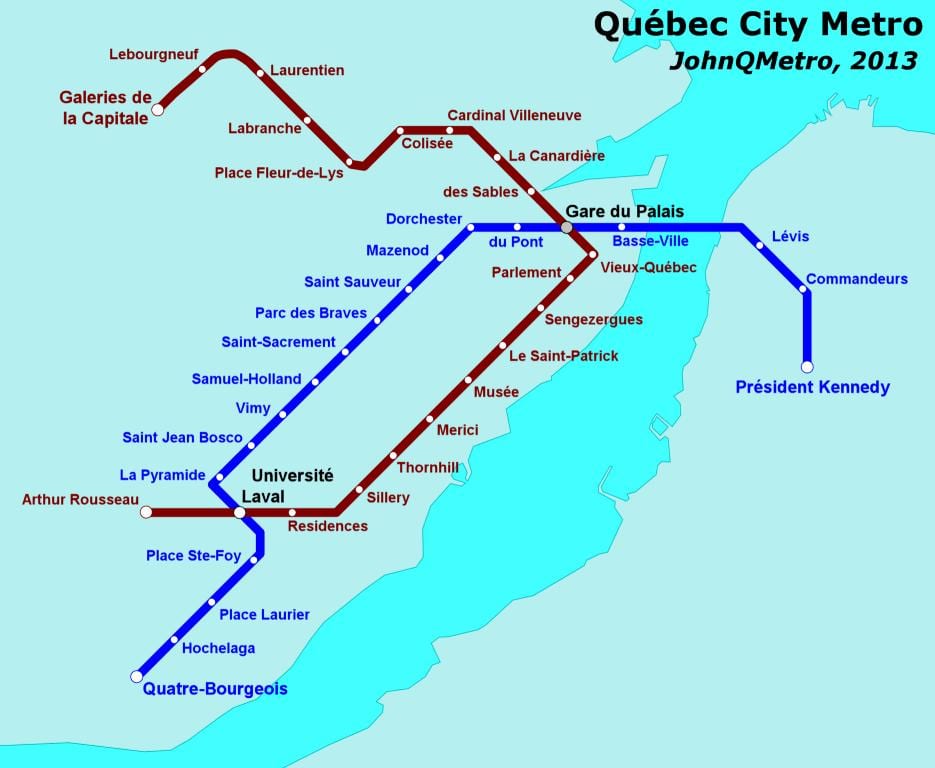 Quebec City subway kort