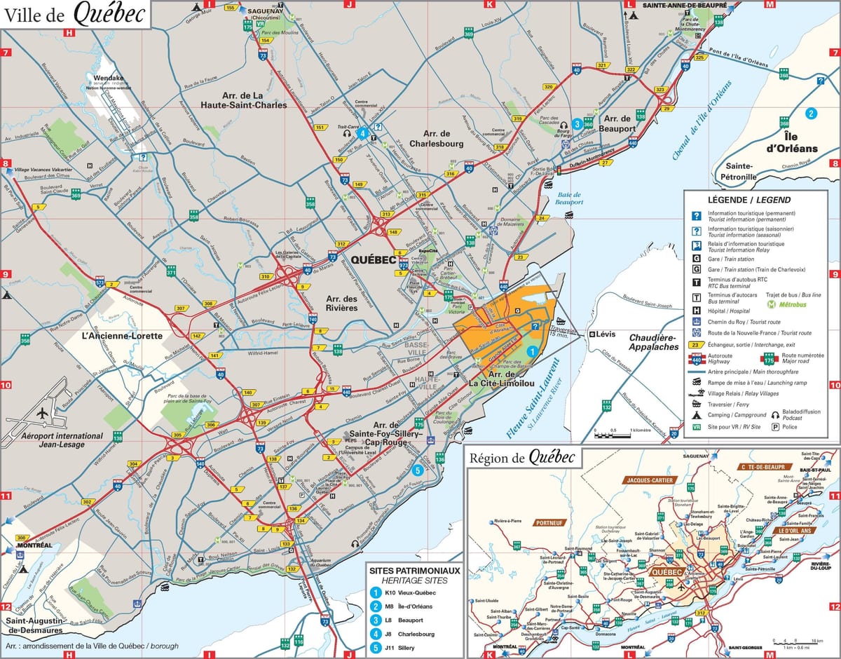 kort område af Quebec City